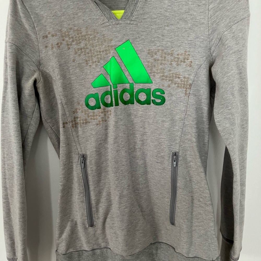 Adidas women’s Gray Sweater with Green Logo